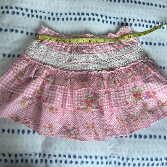 LoveShackFancy Pink Floral Tiered Mini Skirt - Picture 11 of 12